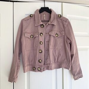 Free People Light Pink Denim Jacket